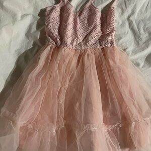 Girls' Pink Lace & Tulle Party Dress